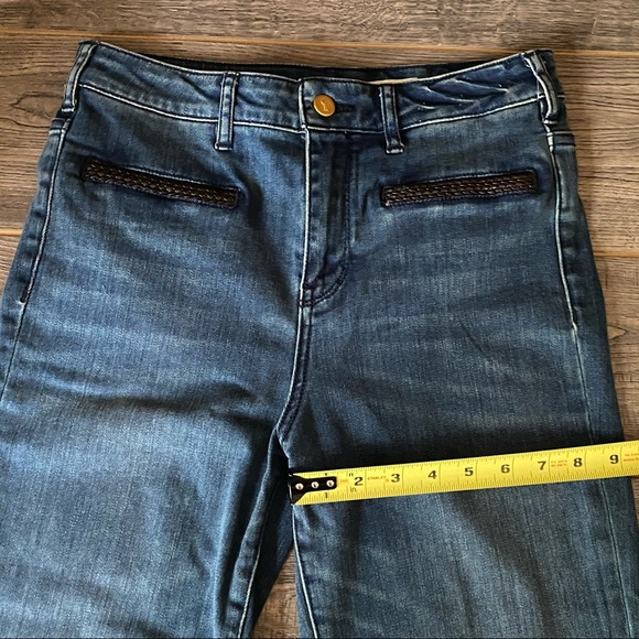 NWT Pilcro Braided Leather Pocket Detail Flare Leg Jeans, 28 - Picture 10 of 15